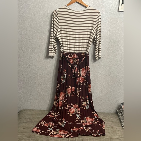 EUC XL Floral/Stripe Maxi Dress - Picture 6 of 11